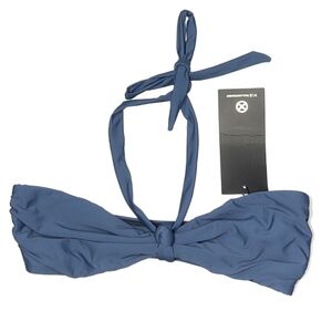ViX Paula Hermanny dusty blue "Judy" bandeau halter Bikini Top sz 8 NWT